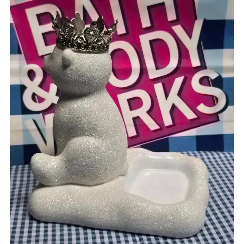 BBW Glittery White Gold Crown Polar Bear Hand Soap Holder